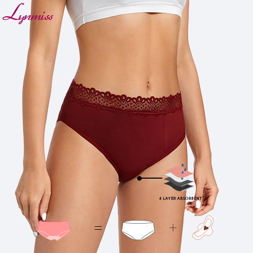 Oem Absorbent High Waist Women Underwear 4 Layers Period Menstrual Panties