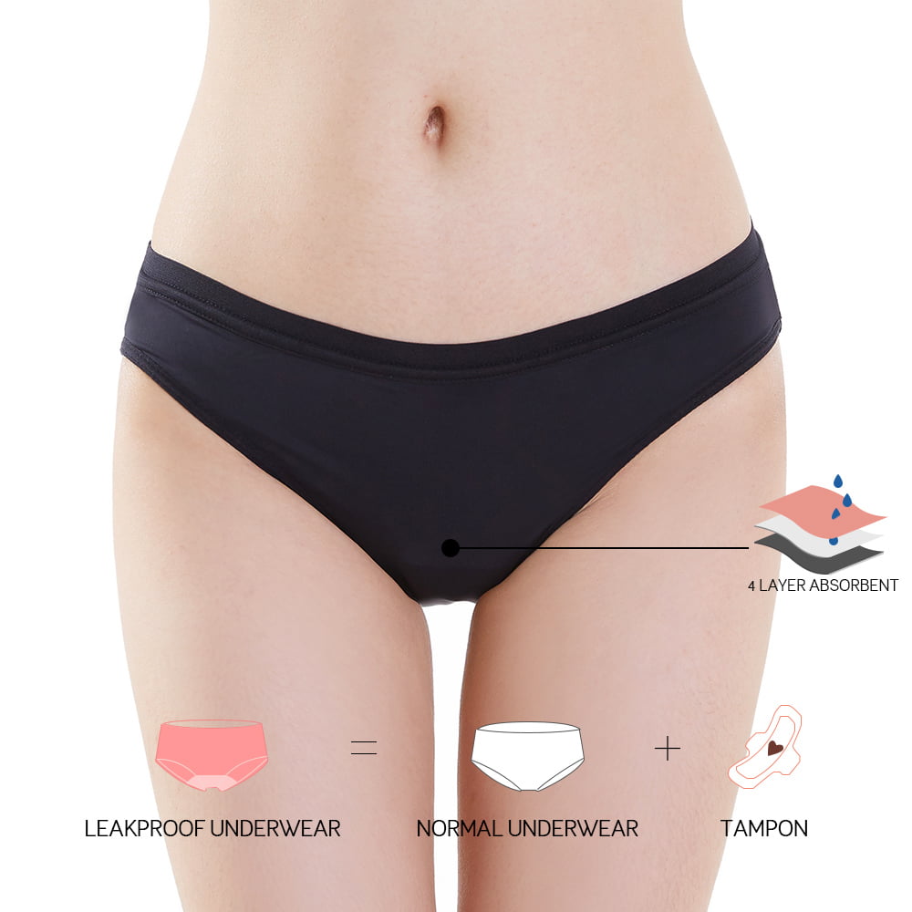 Lynmiss Reusable Adult 4 Layer Incontinence Underwear Women Washable Ladies Bamboo Menstrual Period Panties