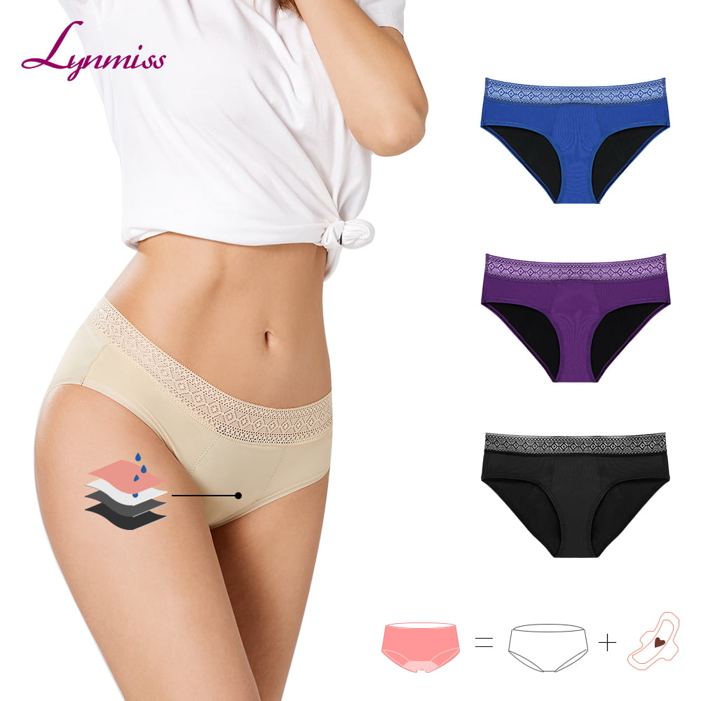 Heavy Flow Leakproof Physiological leak proof underwear period panties laser cut Protection 4 Layers Lace Menstrual Panties