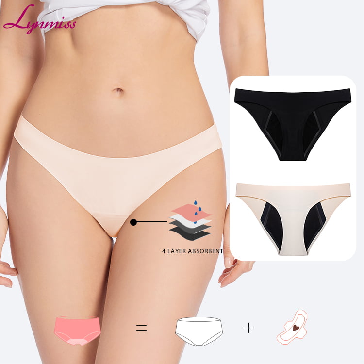 Lynmiss Culotte Menstruelle Seamless Quick Drying Cotton 4 Layers Leak Proof Menstrual Cullote Menstruelle Seamless White Period Panties Company