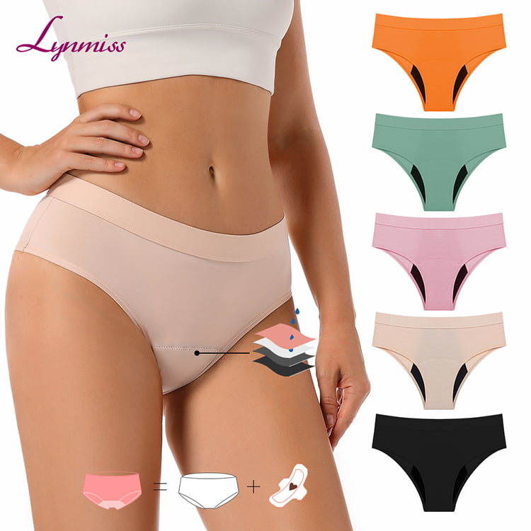 Lynmiss 4 Layer Super Heavy Flow Full Cover Leak Proof Menstrual  No Pfas Women’S Recycled Bamboo Absorbent Period Panties Wholesale