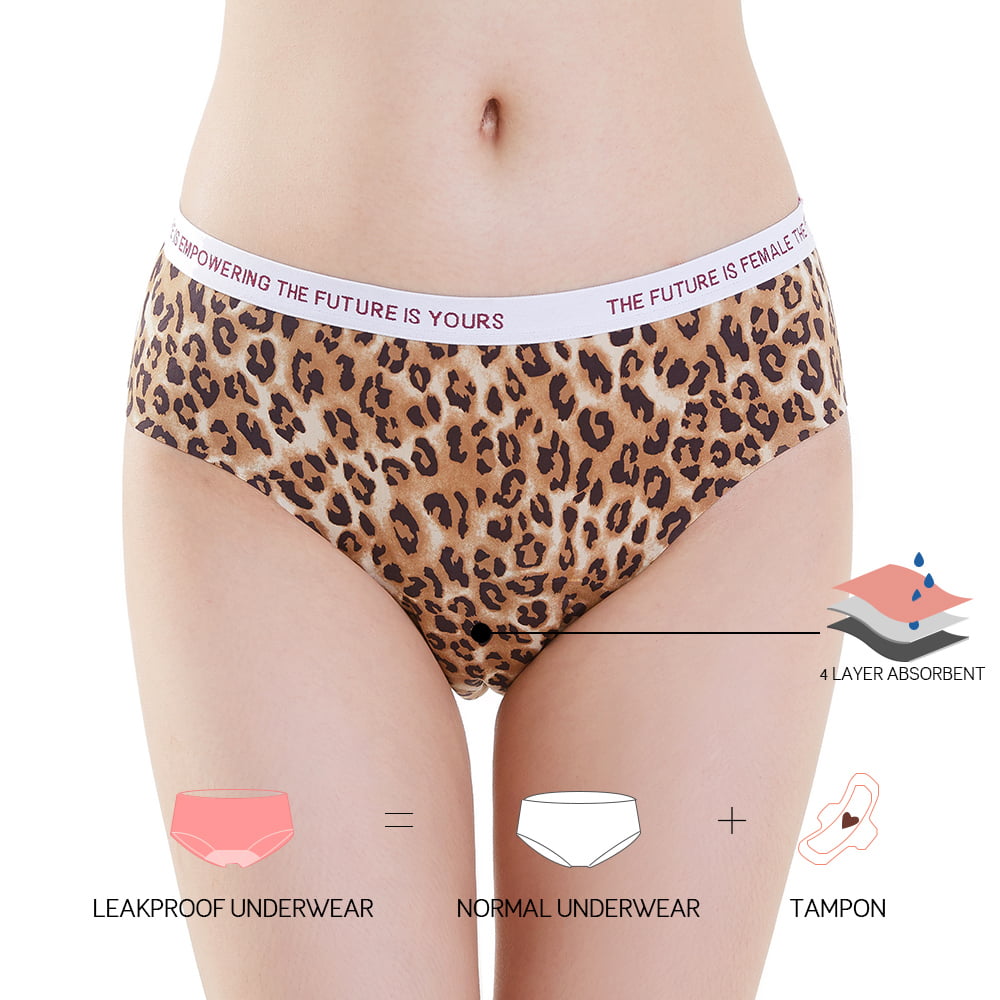 Lynmiss Seamless Leak Proof Underwear Private Label Women Menstrual No Pfas Biodegradable Milk Fabric Leopard Seamless Menstrual Panties Manufacturer