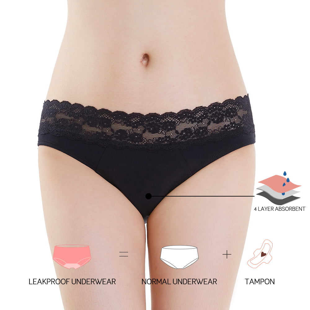 Lynmiss Wholesale Menstrual Bikini Lady No Pfas Breathable Black Lace Super Leakproof Bikini Period Underwear Factory