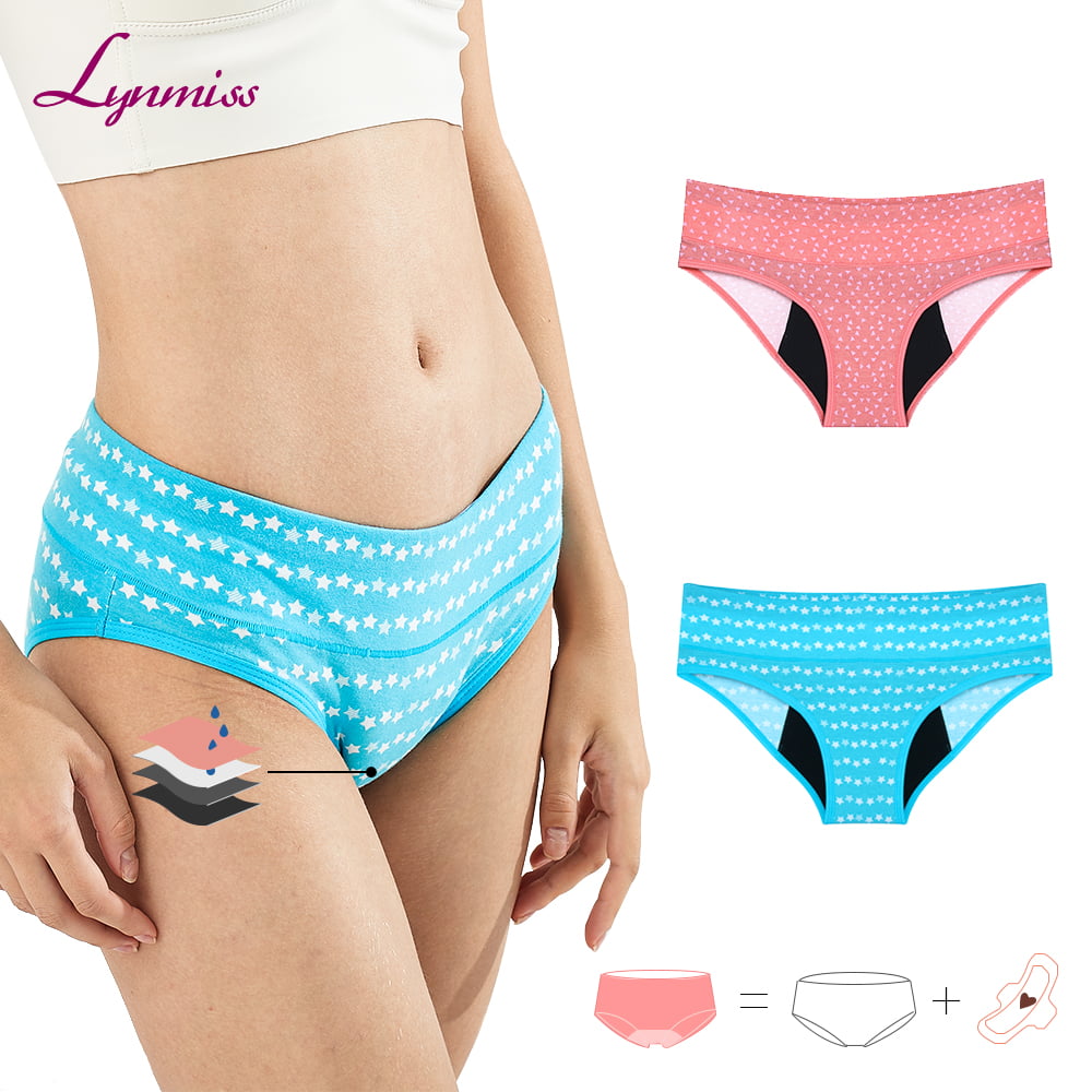 Lynmiss Girl Menstrual Panties Oem Blue Stars No Pfas Biodegradable Leakproof Teen Period Underwear Manufacturer