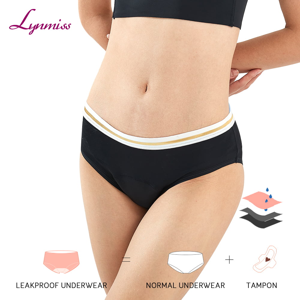 Lynmiss Girls Menstrual Underwear Oem Organic Reuseable Black Midrise Leak Proof Teenager Period Panties Manufacturer