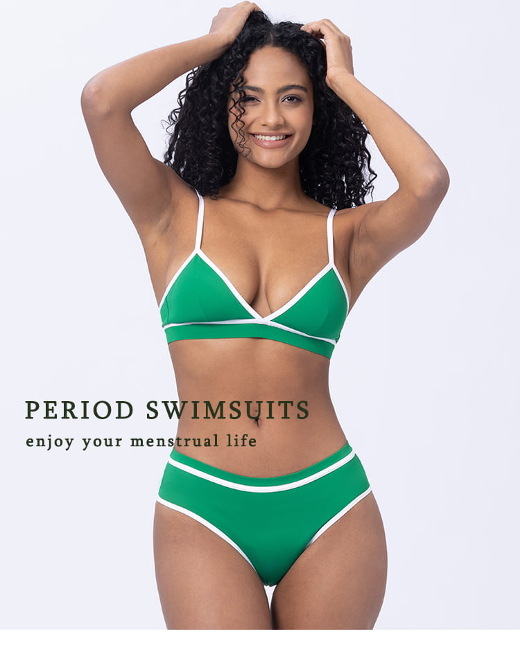 LYNMISS Green Bordered Period swimwear Beautiful Women Sexy Bathing menstrual Bikini