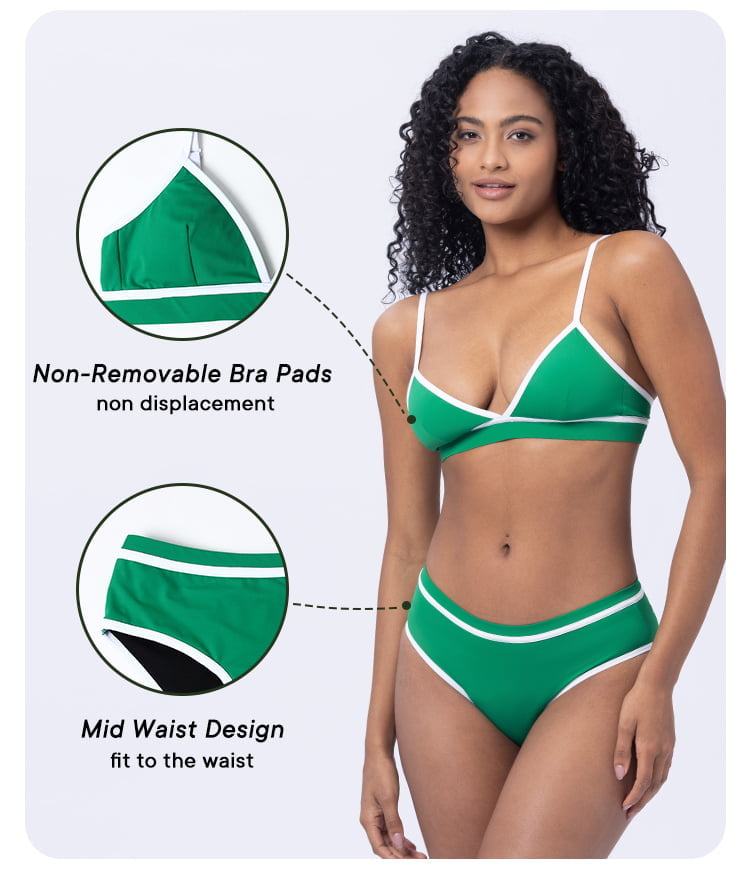 LYNMISS Green Bordered Period swimwear Beautiful Women Sexy Bathing menstrual Bikini