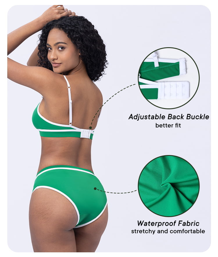 LYNMISS Green Bordered Period swimwear Beautiful Women Sexy Bathing menstrual Bikini