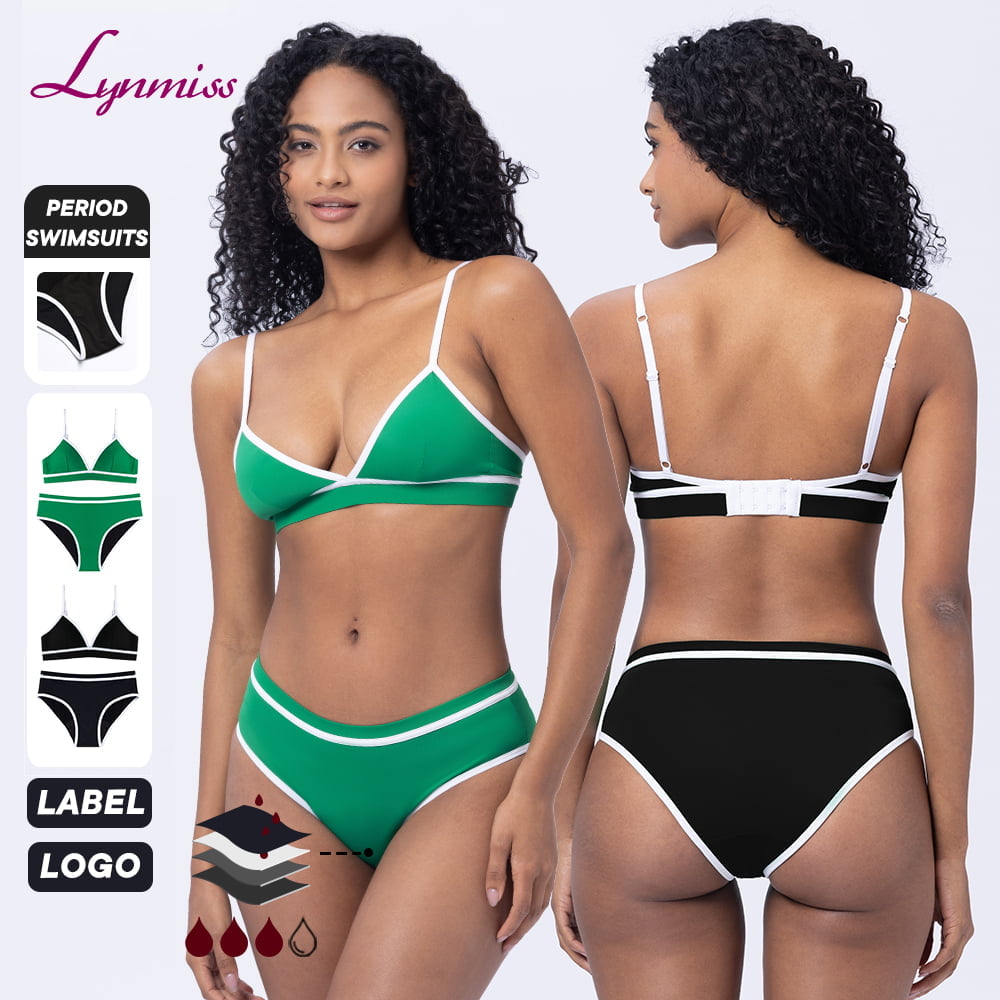 LYNMISS Green Bordered Period swimwear Beautiful Women Sexy Bathing menstrual Bikini