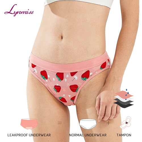 Lynmiss Teens Menstrual  Absorbent Organic Cotton 4 Layer Biodegradable Bamboo Teen Girl'S Period Underwear Factory
