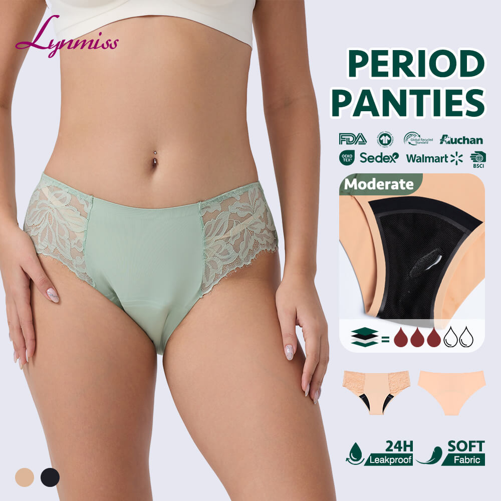 LY2042  seamless lace mid brief Period Panties Companies