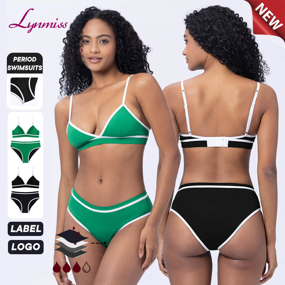 LYNMISS Green Bordered Period swimwear Beautiful Women Sexy Bathing menstrual Bikini